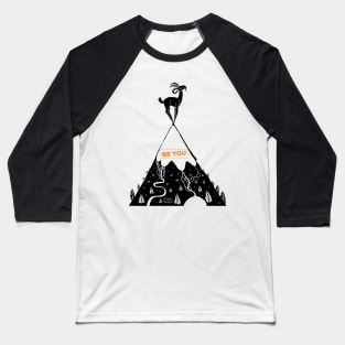 How to live - be you! Mountain sheep on summit - orange Baseball T-Shirt